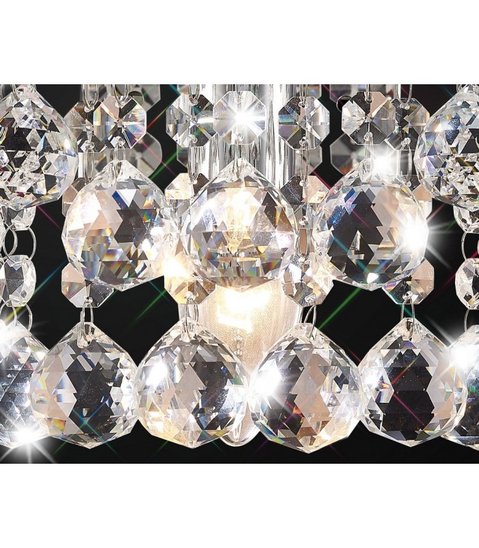 Glass Crystal Wall Lamp, E14 Switched Polished Chrome, Sphere Crystal - 11