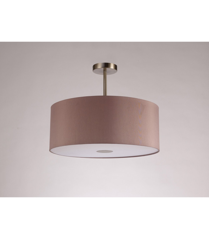 Baymont Satin Nickel E27 Semi Flush With 50cm x 20cm Dual Faux Silk Shade Taupe/Halo Gold-13