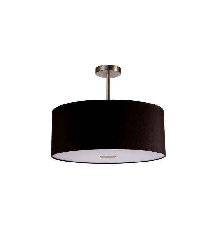 Baymont Satin Nickel E27 Semi Flush With 50cm x 20cm Dual Faux Silk Shade Black/Green Olive-4