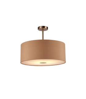 Baymont Satin Nickel E27 Semi Flush With 50cm x 20cm Dual Faux Silk Shade Antique Gold/Ruby-1