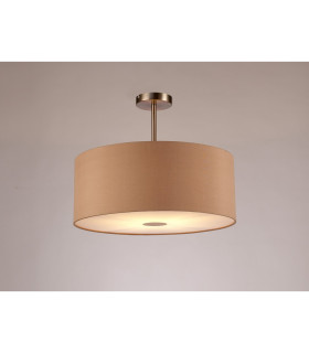 Baymont Satin Nickel E27 Semi Flush With 50cm x 20cm Dual Faux Silk Shade Antique Gold/Ruby-2