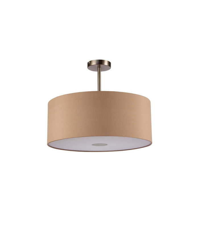 Baymont Satin Nickel E27 Semi Flush With 50cm x 20cm Dual Faux Silk Shade Antique Gold/Ruby-4