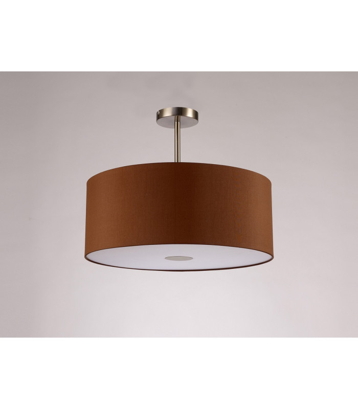 Baymont Satin Nickel E27 Semi Flush With 50cm x 20cm Dual Faux Silk Shade Raw Cocoa/Grecian Bronze-13
