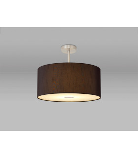 Baymont Satin Nickel E27 Semi Flush With 50cm x 20cm Faux Silk Shade Black/White Laminate-2