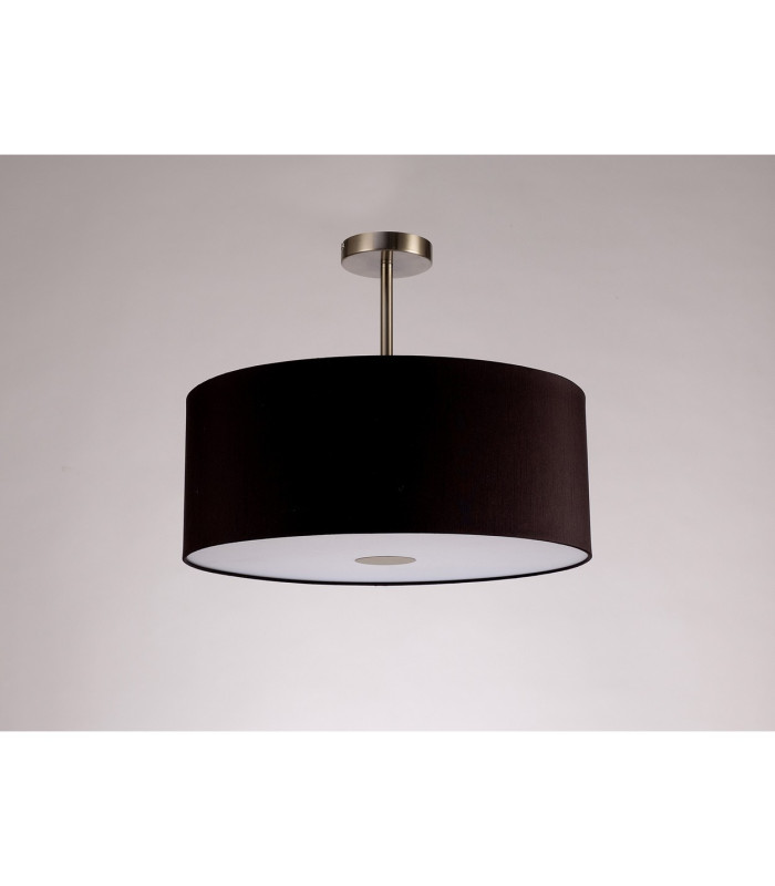 Baymont Satin Nickel E27 Semi Flush With 50cm x 20cm Dual Faux Silk Shade Black/Green Olive-13