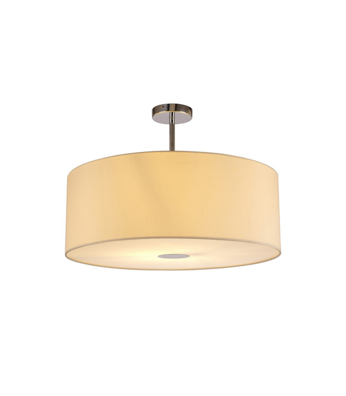 Baymont Polished Chrome E27 Semi Flush With 60cm x 22cm Faux Silk Shade Ivory Pearl/White Laminate-1