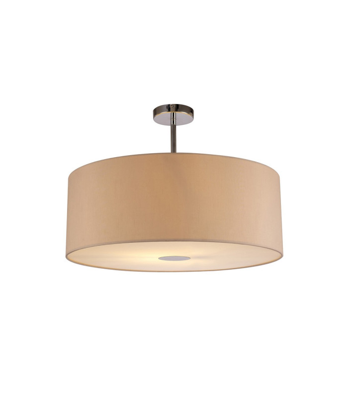 Baymont Polished Chrome E27 Semi Flush With 60cm x 22cm Dual Faux Silk Shade Nude Beige/Moonlight-1