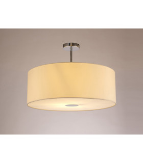 Baymont Polished Chrome E27 Semi Flush With 60cm x 22cm Faux Silk Shade Ivory Pearl/White Laminate-2