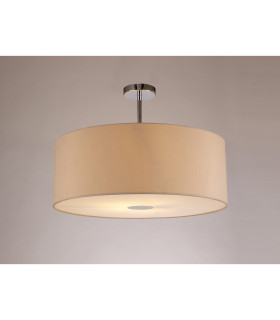 Baymont Polished Chrome E27 Semi Flush With 60cm x 22cm Dual Faux Silk Shade Nude Beige/Moonlight-2