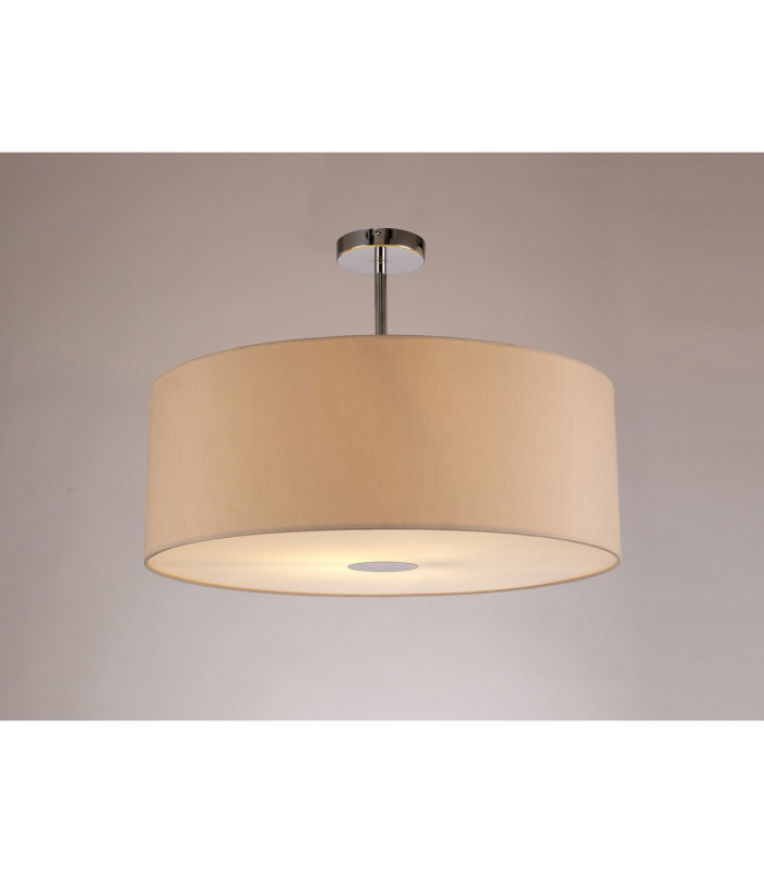 Baymont Polished Chrome E27 Semi Flush With 60cm x 22cm Dual Faux Silk Shade Nude Beige/Moonlight-2