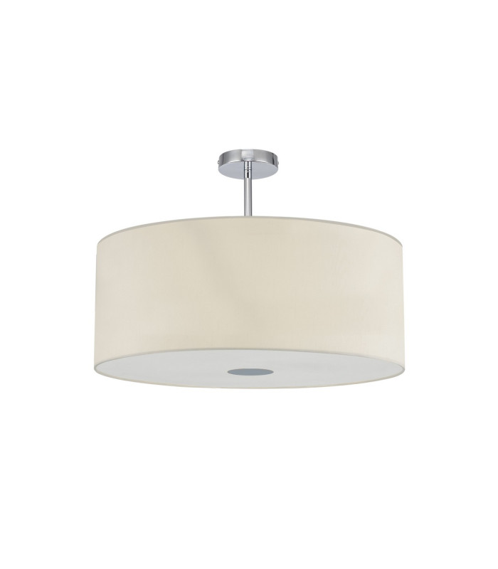Baymont Polished Chrome E27 Semi Flush With 60cm x 22cm Faux Silk Shade Ivory Pearl/White Laminate-4