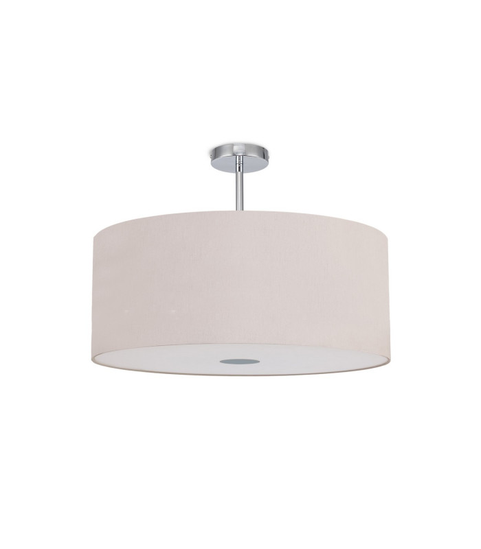 Baymont Polished Chrome E27 Semi Flush With 60cm x 22cm Dual Faux Silk Shade Nude Beige/Moonlight-4