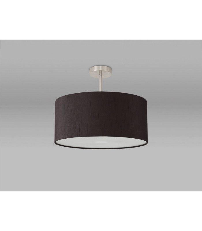 Baymont Satin Nickel E27 Semi Flush With 50cm x 20cm Faux Silk Shade Black/White Laminate-13