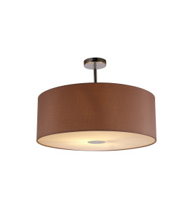 Baymont Polished Chrome E27 Semi Flush With 60cm x 22cm Dual Faux Silk Shade Taupe/Halo Gold-1