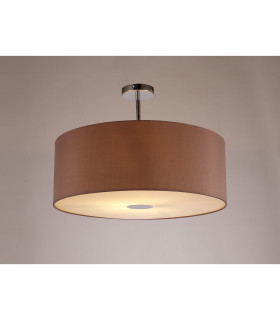 Baymont Polished Chrome E27 Semi Flush With 60cm x 22cm Dual Faux Silk Shade Taupe/Halo Gold-2