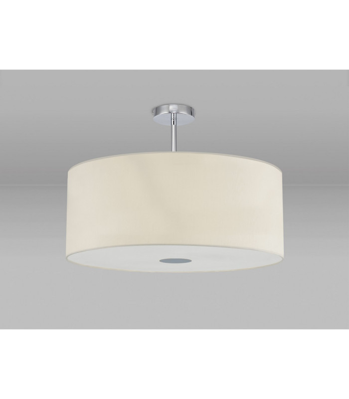 Baymont Polished Chrome E27 Semi Flush With 60cm x 22cm Faux Silk Shade Ivory Pearl/White Laminate-13