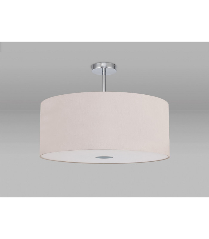 Baymont Polished Chrome E27 Semi Flush With 60cm x 22cm Dual Faux Silk Shade Nude Beige/Moonlight-13