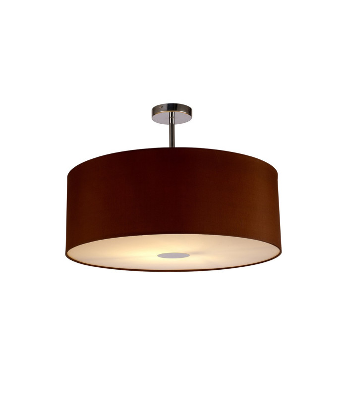 Baymont Polished Chrome E27 Semi Flush With 60cm x 22cm Dual Faux Silk Shade Raw Cocoa/Grecian Bronze-1