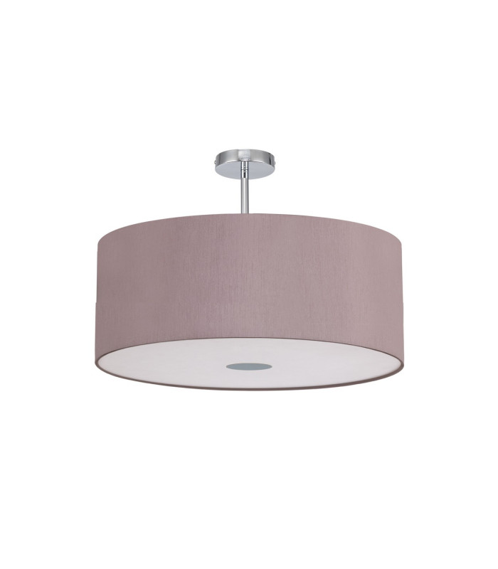 Baymont Polished Chrome E27 Semi Flush With 60cm x 22cm Dual Faux Silk Shade Taupe/Halo Gold-4
