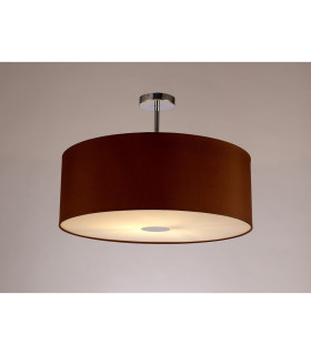 Baymont Polished Chrome E27 Semi Flush With 60cm x 22cm Dual Faux Silk Shade Raw Cocoa/Grecian Bronze-2
