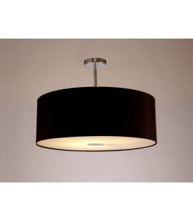 Baymont Polished Chrome E27 Semi Flush With 60cm x 22cm Dual Faux Silk Shade Black/Green Olive-2