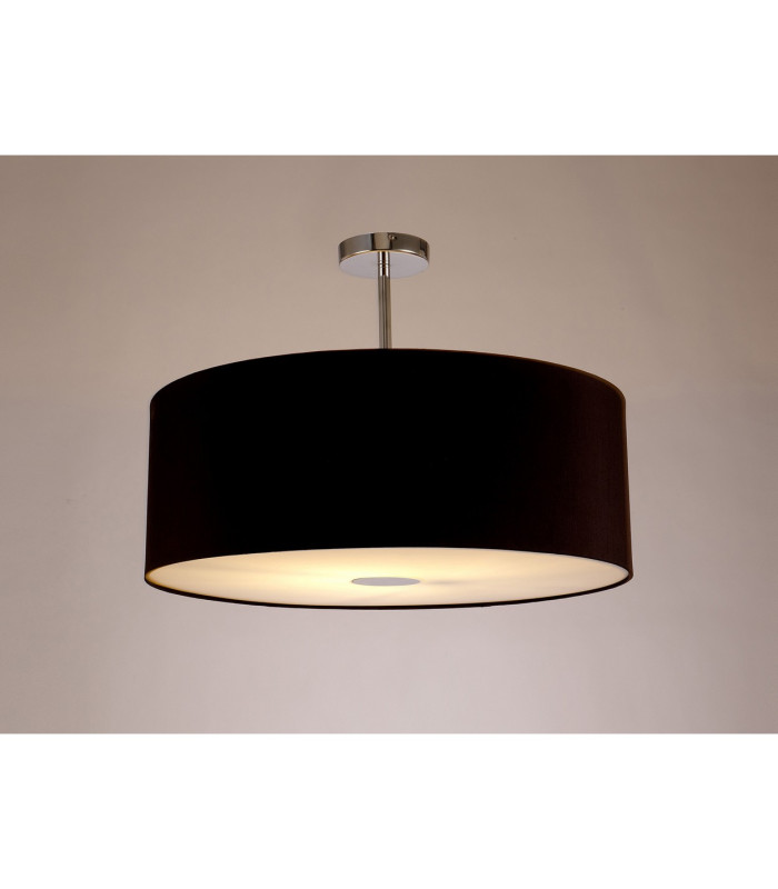 Baymont Polished Chrome E27 Semi Flush With 60cm x 22cm Dual Faux Silk Shade Black/Green Olive-2