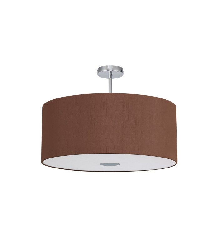 Baymont Polished Chrome E27 Semi Flush With 60cm x 22cm Dual Faux Silk Shade Raw Cocoa/Grecian Bronze-4