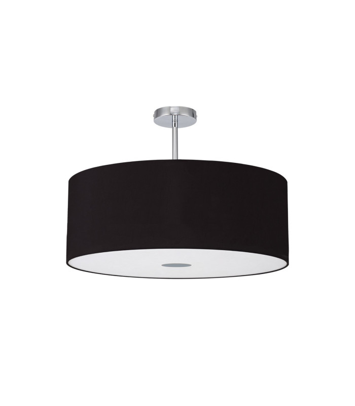 Baymont Polished Chrome E27 Semi Flush With 60cm x 22cm Dual Faux Silk Shade Black/Green Olive-4