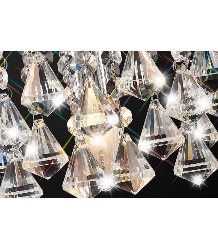 Wall Lamp 1 Light E14 Switched Polished Chrome, Prism Crystal - 11