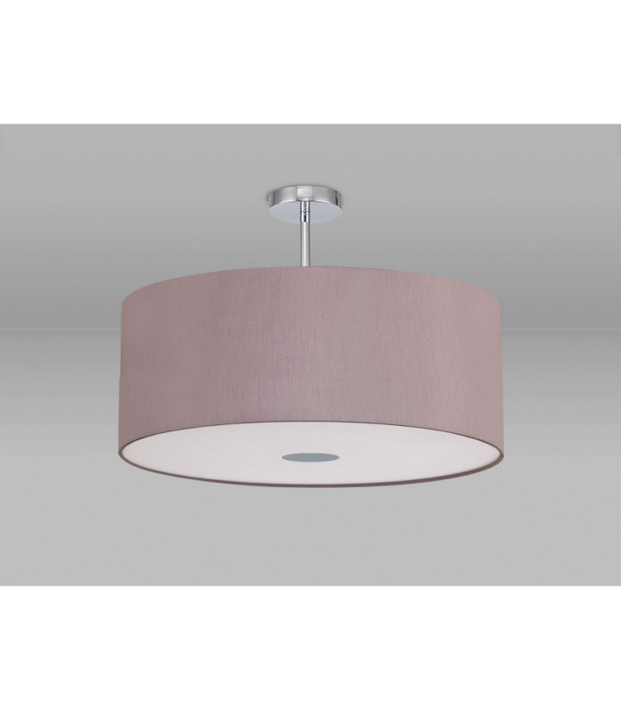 Baymont Polished Chrome E27 Semi Flush With 60cm x 22cm Dual Faux Silk Shade Taupe/Halo Gold-13