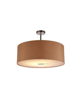 Baymont Polished Chrome E27 Semi Flush With 60cm x 22cm Dual Faux Silk Shade Antique Gold/Ruby-1