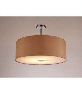 Baymont Polished Chrome E27 Semi Flush With 60cm x 22cm Dual Faux Silk Shade Antique Gold/Ruby-2