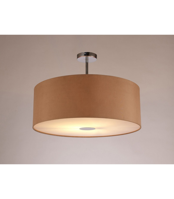 Baymont Polished Chrome E27 Semi Flush With 60cm x 22cm Dual Faux Silk Shade Antique Gold/Ruby-2