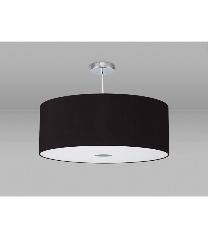 Baymont Polished Chrome E27 Semi Flush With 60cm x 22cm Dual Faux Silk Shade Black/Green Olive-13