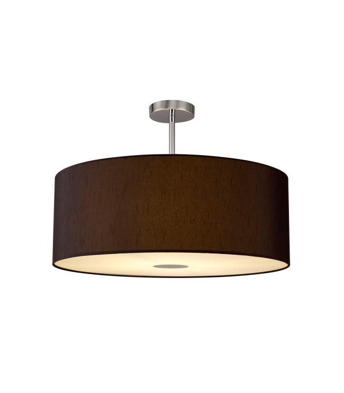 Baymont Polished Chrome E27 Semi Flush With 60cm x 22cm Faux Silk Shade Black/White Laminate-1