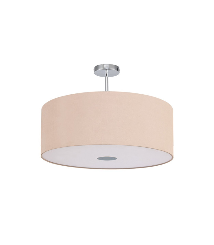 Baymont Polished Chrome E27 Semi Flush With 60cm x 22cm Dual Faux Silk Shade Antique Gold/Ruby-4