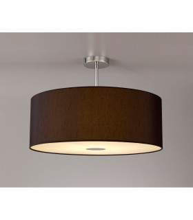 Baymont Polished Chrome E27 Semi Flush With 60cm x 22cm Faux Silk Shade Black/White Laminate-2