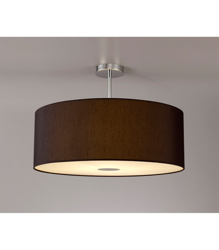 Baymont Polished Chrome E27 Semi Flush With 60cm x 22cm Faux Silk Shade Black/White Laminate-2