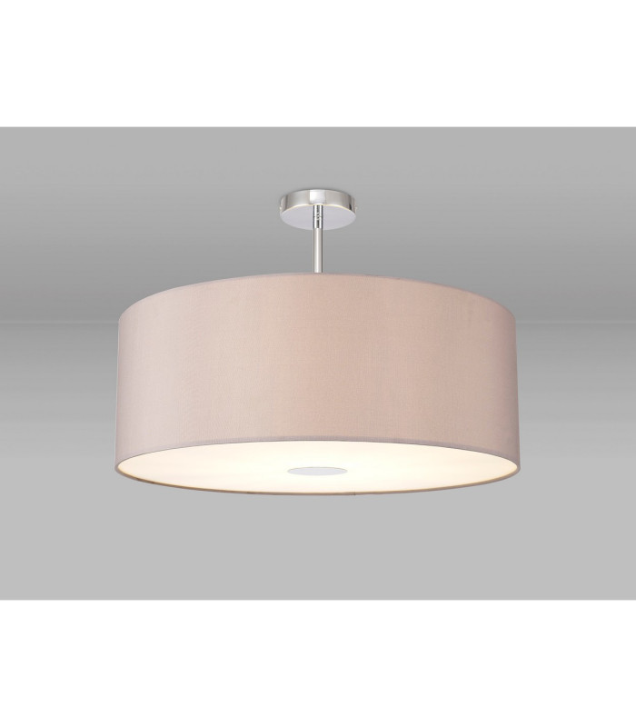 Baymont Polished Chrome E27 Semi Flush With 60cm x 22cm Faux Silk Shade Grey/White Laminate-2