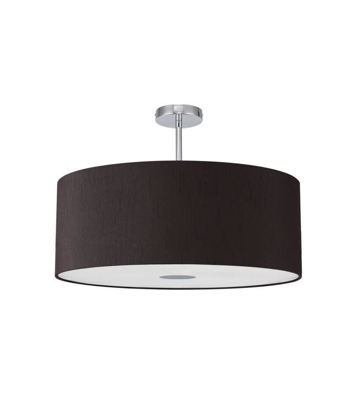 Baymont Polished Chrome E27 Semi Flush With 60cm x 22cm Faux Silk Shade Black/White Laminate-4