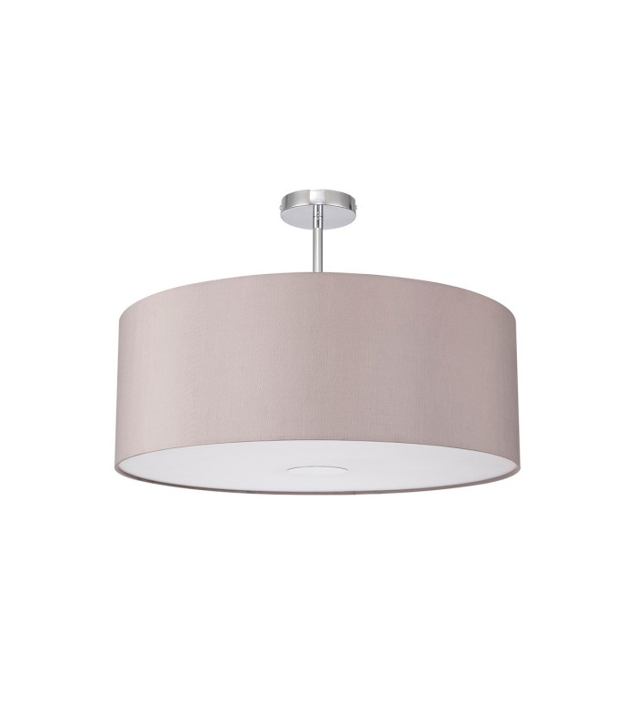 Baymont Polished Chrome E27 Semi Flush With 60cm x 22cm Faux Silk Shade Grey/White Laminate-4