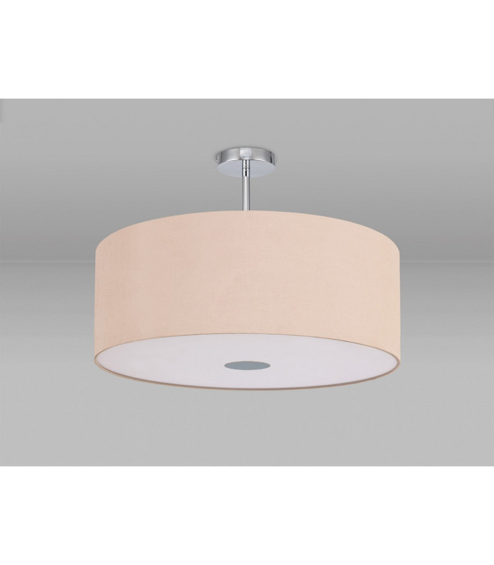 Baymont Polished Chrome E27 Semi Flush With 60cm x 22cm Dual Faux Silk Shade Antique Gold/Ruby-13
