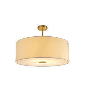 Baymont Antique Brass E27 Semi Flush With 60cm x 22cm Faux Silk Shade Ivory Pearl/White Laminate-1