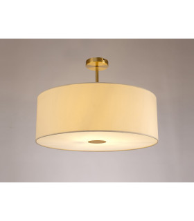 Baymont Antique Brass E27 Semi Flush With 60cm x 22cm Faux Silk Shade Ivory Pearl/White Laminate-2