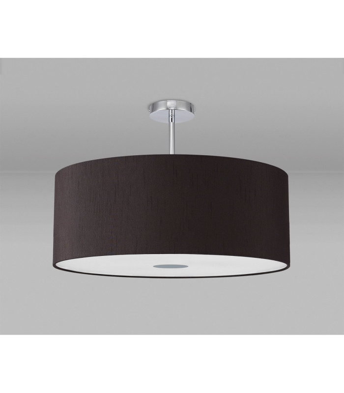 Baymont Polished Chrome E27 Semi Flush With 60cm x 22cm Faux Silk Shade Black/White Laminate-13