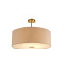 Baymont Antique Brass E27 Semi Flush With 60cm x 22cm Dual Faux Silk Shade Nude Beige/Moonlight-1