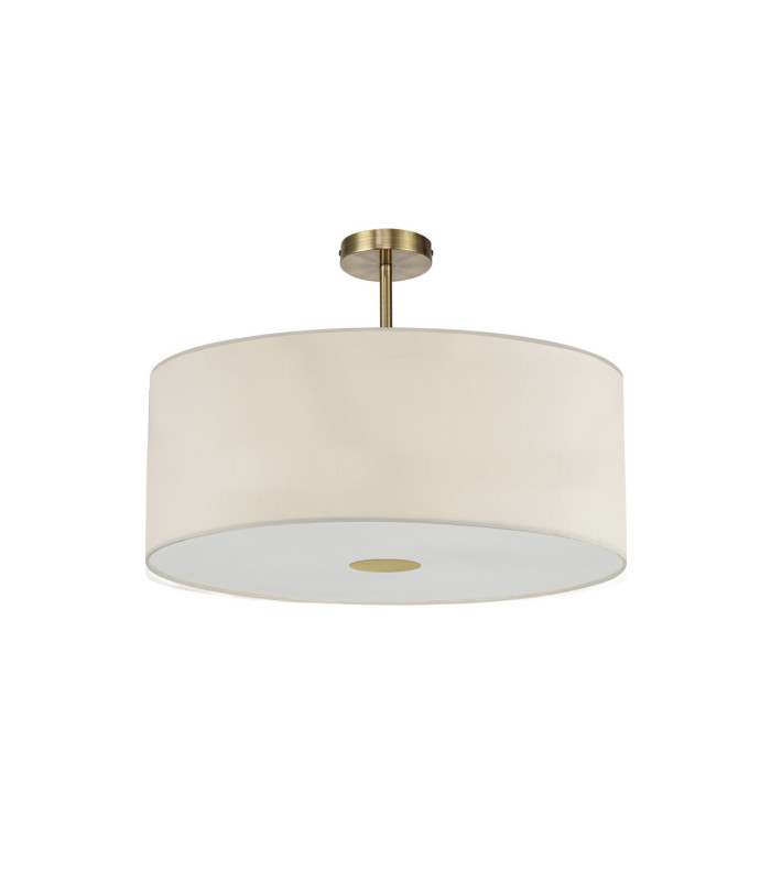 Baymont Antique Brass E27 Semi Flush With 60cm x 22cm Faux Silk Shade Ivory Pearl/White Laminate-4