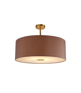 Baymont Antique Brass E27 Semi Flush With 60cm x 22cm Dual Faux Silk Shade Taupe/Halo Gold-1