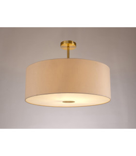 Baymont Antique Brass E27 Semi Flush With 60cm x 22cm Dual Faux Silk Shade Nude Beige/Moonlight-2