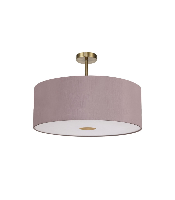 Baymont Antique Brass E27 Semi Flush With 60cm x 22cm Dual Faux Silk Shade Taupe/Halo Gold-4